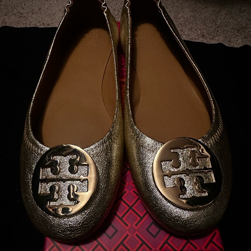 Tory Burch Metallic Gold Loafers
